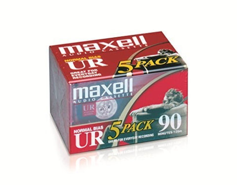 Maxell - Maxell 108562 UR-90 5PK Normal Bias Audio Cassettes 90 Minute With Cases 5 Pack ((Cassette))