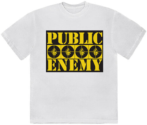 Public Enemy - Public Enemy 4 Logos White Unisex Short Sleeve T-shirt (2XL) ((Merchandise))
