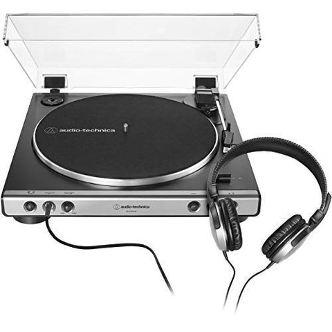 Audio-Technica - AT-LP60XHP-GM Fully Automatic Belt-Drive Stereo Turntable Includes Headphones with Built-in Switchable Phono Preamp and Cartridge - Gunmetal ((Turntables))