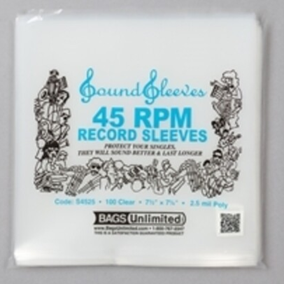 Bags Unlimited - Bags Unlimited S4525 - 7 Inch 45 RPM Record Outer Sleeve - 100 Count (Clear) ((Record Sleeves))