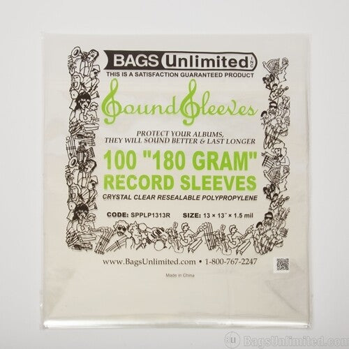 Bags Unlimited - Bags Unlimited SPPLP1313R - 12 Inch 180G LP Jacket Sleeve - Resealable - 100 CNT ((Sleeves))