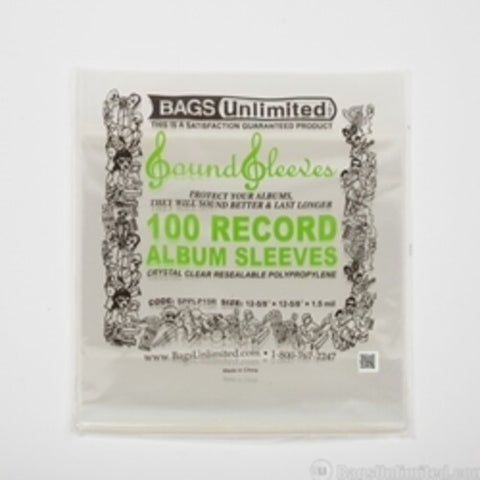 Bags Unlimited - Bags Unlimited SPPLP15R - 12 Inch Record Jacket Sleeve - Resealable - 100 Count ((Record Jacket))