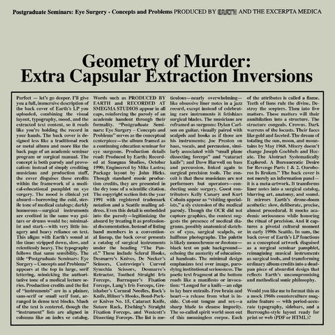 Earth X Black Noi$E - Geometry Of Murder: Extra Capsular Extraction Inversions (Crystal Clear Vinyl) ((Vinyl))