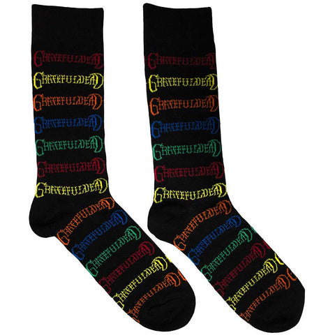 Grateful Dead - Coloured Logos Pattern (()) Black