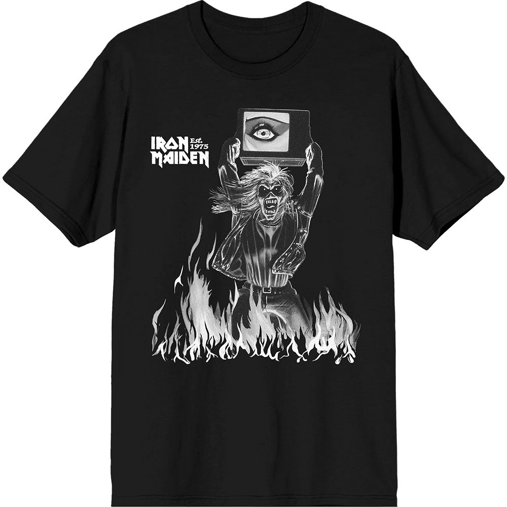 Iron Maiden - Est. 1975 Holy Smoke Flames Crop (()) Black