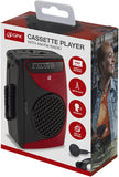 Jensen - GPX CAS337 Portable Cassette Player with AM/FM Radio/Voice Record (Red, Black, Cassette Player) ((Cassette Player))