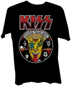 Kiss - KISS Hotter Than Hell 1974 LP Back Cover Art Logo Black Unisex ShortSleeve T-shirt Large (Large Item, Large Shirt, Black) ((Merchandise))