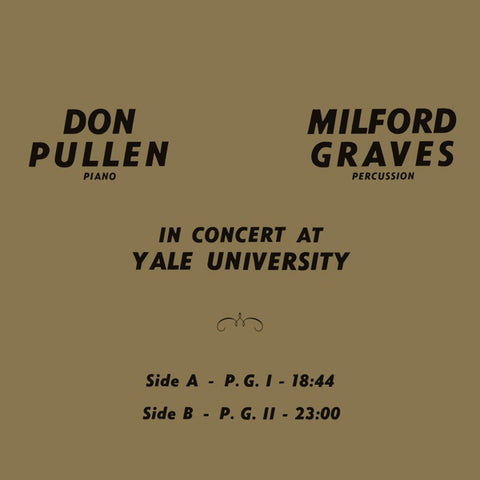 MILFORD GRAVES & DON PULLEN - In Concert At Yale University ((Vinyl))