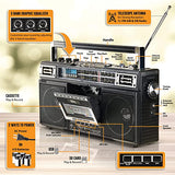 QFX - QFX J-220BT Bluetooth Radio AM/FM Cassette Player/Recorder (Black) (Large Item, Bluetooth, Black) ((Cassette Player))