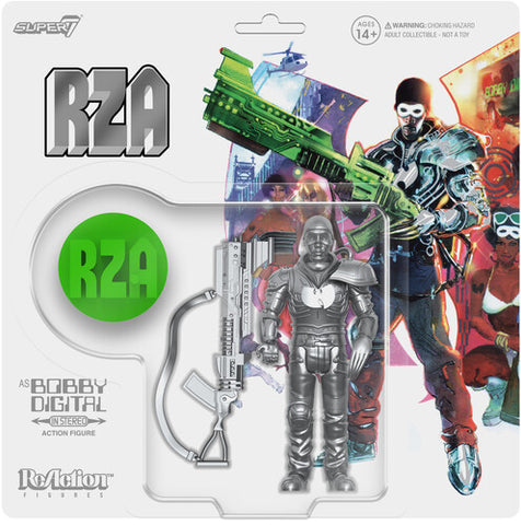 RZA - Super7 - Bobby Digital ReAction W03 - Bobby Digital (Metallic Silver w/ 45 Adaptor) (Vinyl Figure, With Bonus 7") ((Action Figure))