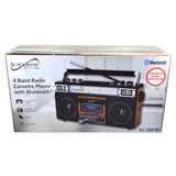 Supersonic Inc - Supersonic SC-3201TBTWOD Bluetooth Retro 4 Band Radio Cassette USB Wood (Large Item, Bluetooth) ((Radio))