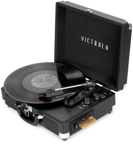 Victrola - Victrola VSC-500BTC-BLK Vinyl Suitcase Record Player with Cassette (Black) (Large Item, Black, Built-In Speakers) ((Record Player))