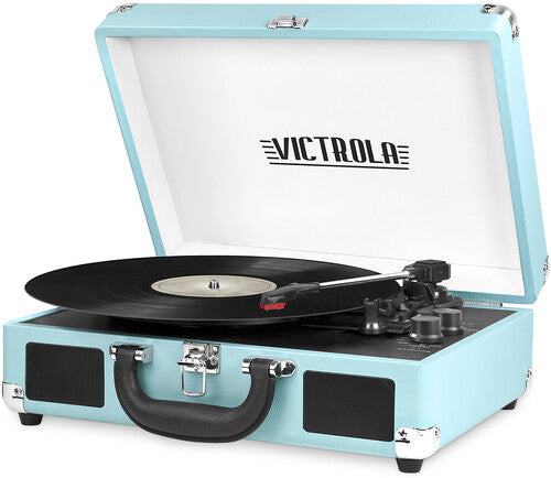 Victrola - Victrola VSC-550BT-TQ Bluetooth Suitcase Turntable 3 Speed (Turquoise) (Large Item, Bluetooth, Turquoise, Built-In Speakers) ((Record Player))