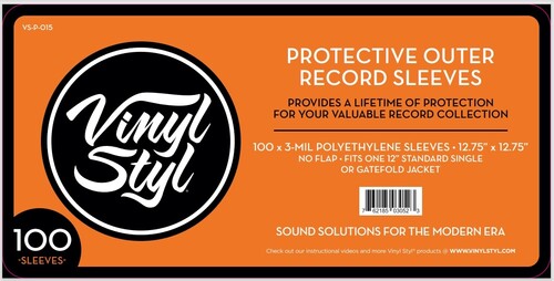 Vinyl Styl - 12Inch Vinyl Record Outer Sleeve Polyethylene - 100 Count (Clear) (Large Item) ((Sleeves))