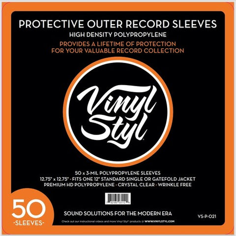 Vinyl Styl - Vinyl Styl® 12 Inch Vinyl Record Outer Sleeve Polypropylene 50 Count (Crystal Clear) ((Sleeves))