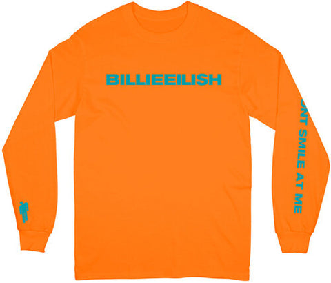 Billie Eilish - Billie Eilish Don't Smile Unisex Long Sleeve T-Shirt Small (Large Item, Orange, Small Long Sleeve Shirt) ((Shirt))