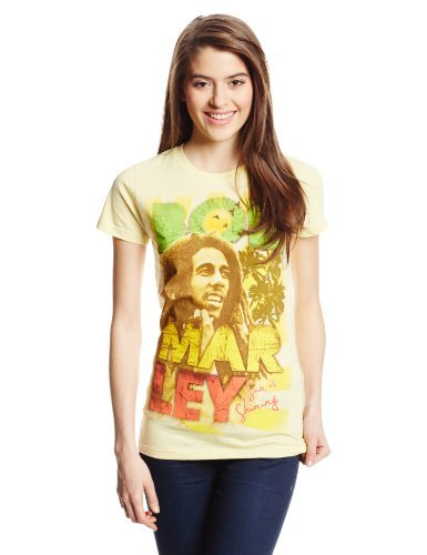 Bob Marley - Bob Marley Sun Is Shining Juniors T-Shirt, Light Yellow, Large ((Apparel))