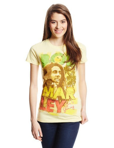 Bob Marley - Bob Marley Sun Is Shining Juniors T-Shirt, Light Yellow, Small ((Apparel))