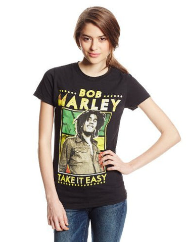 Bob Marley - Bob Marley Take It Easy Juniors T-Shirt, Black, Large ((Apparel))
