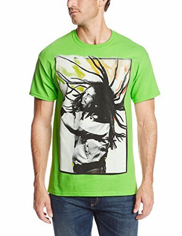 Bob Marley - Zion Rootswear Men'S Bob Marley Flying Dreads (Lime) T-Shirt, Green, Large ((Apparel))