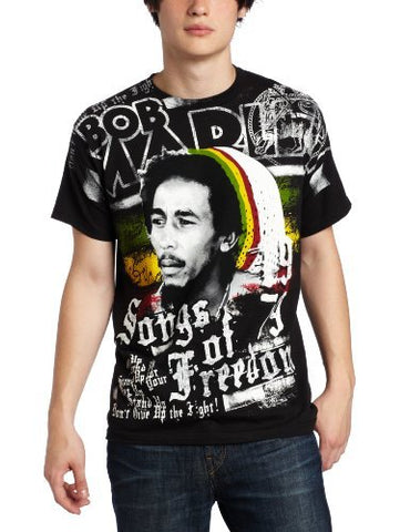 Bob Marley - Zion Rootswear Men'S Bob Marley Short Sleeve Freedom T-Shirt,Black, Large ((Apparel))