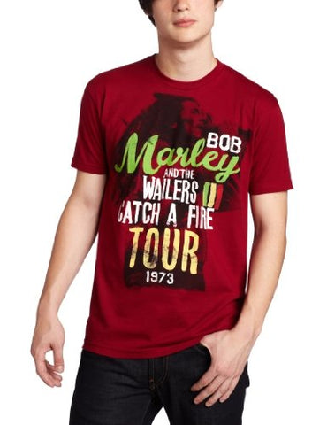 Bob Marley - Zion Rootswear Men'S Cedella Marley Short Sleeve Catch A Fire Tour T-Shirt ,Red,Large ((Apparel))