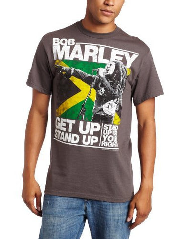 Bob Marley - Zion Rootswear Men'S Marley Get Up Stand Up T-Shirt,Charcoal,Medium ((Apparel))