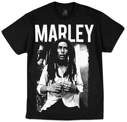 Bob Marley - Zion Rootswear Men'S Marley T-Shirt, Black, Large ((Apparel))