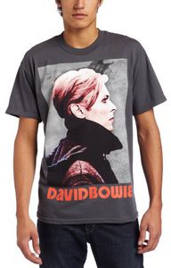 David Bowie - Bravado Men's David Bowie Low Portrait Men's T-Shirt, Gray, Medium ((Apparel))
