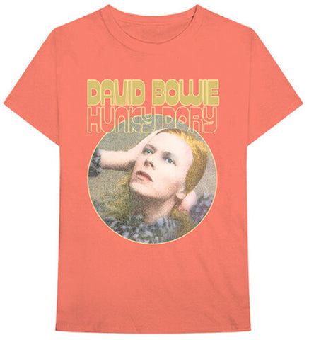 David Bowie - Hunky Dory Portrait Orange Unisex Short Sleeve T-shirtLarge ((Apparel))