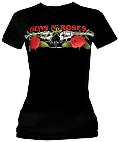 Guns N Roses - Juniors Guns N' Roses: Roses And Pistols T-Shirt,Black,Large ((Apparel))