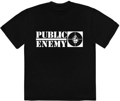 - Public Enemy Long Logo Black Unisex Short Sleeve T-shirt 2XL ((Apparel))
