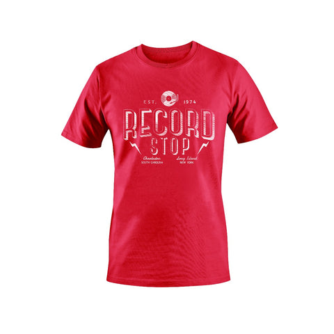 Record Stop CHS - Record Stop Vintage Tee-Red-Large ((Apparel))