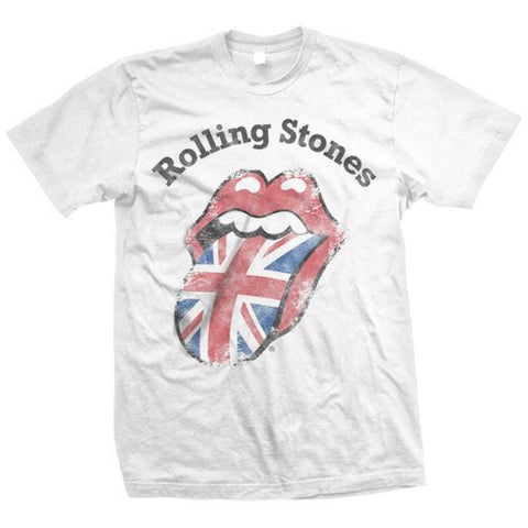 The Rolling Stones - Men'S The Rolling Stones Distressed Union Jack T-Shirt,White,Large ((Apparel))