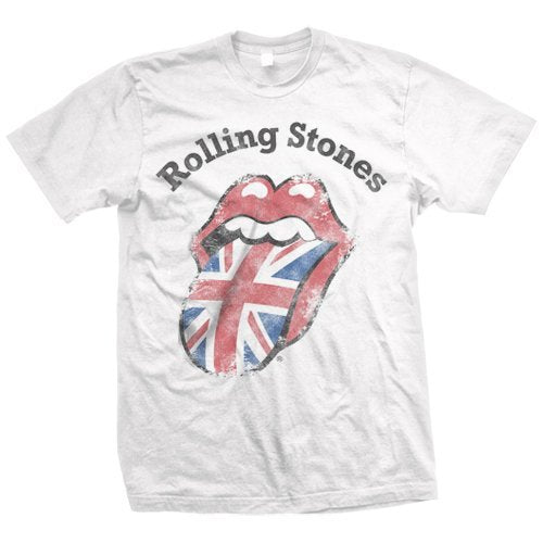 The Rolling Stones - Men'S The Rolling Stones Distressed Union Jack T-Shirt,White,Medium ((Apparel))